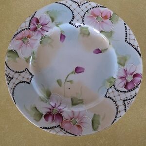 Vintage Japan 7" Plate Hand Painted Blossoms Pastels & Moriage Beautiful
